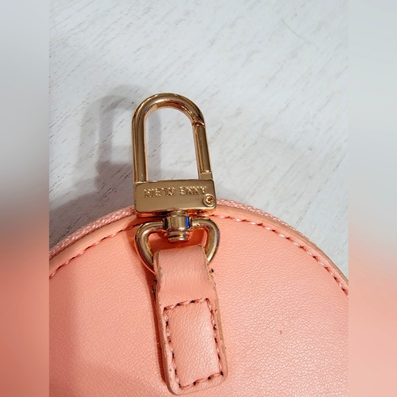 Anne Klein Peach Monogram Round Change Coin Purse Pouch - Picture 5 of 8